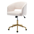 Beige Velvet Adjustable Desk Chair