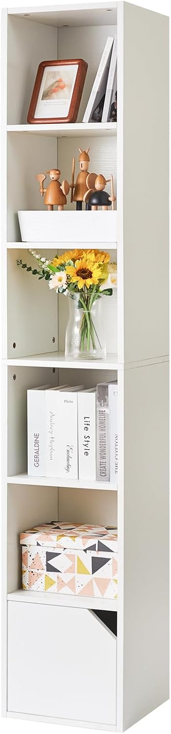 White Slim 6-Tier Door Bookcase