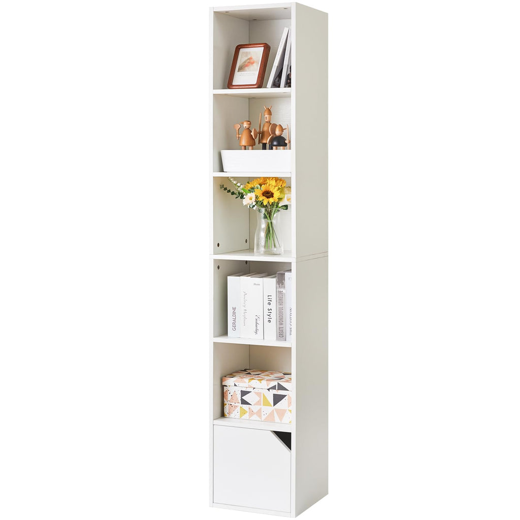 White Slim 6-Tier Door Bookcase