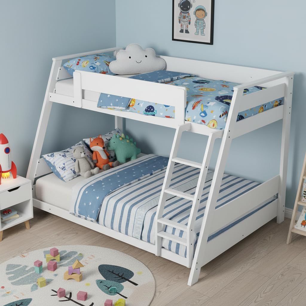 White Convertible Twin Full Bunk Bed