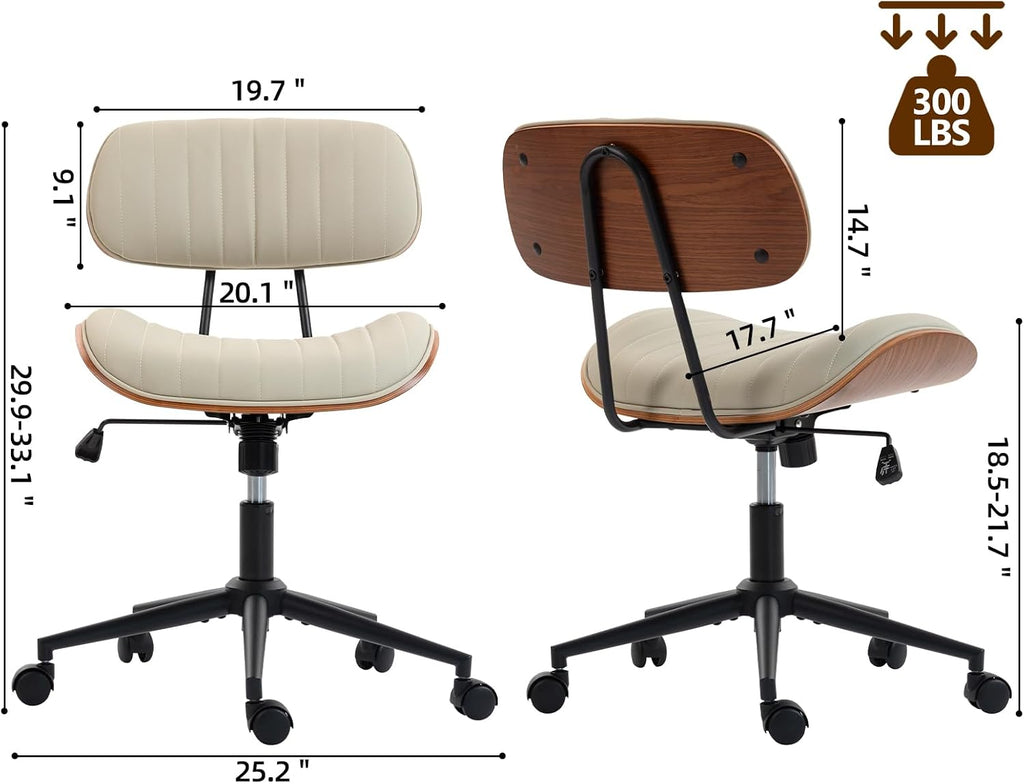White Leather Adjustable Office Chair