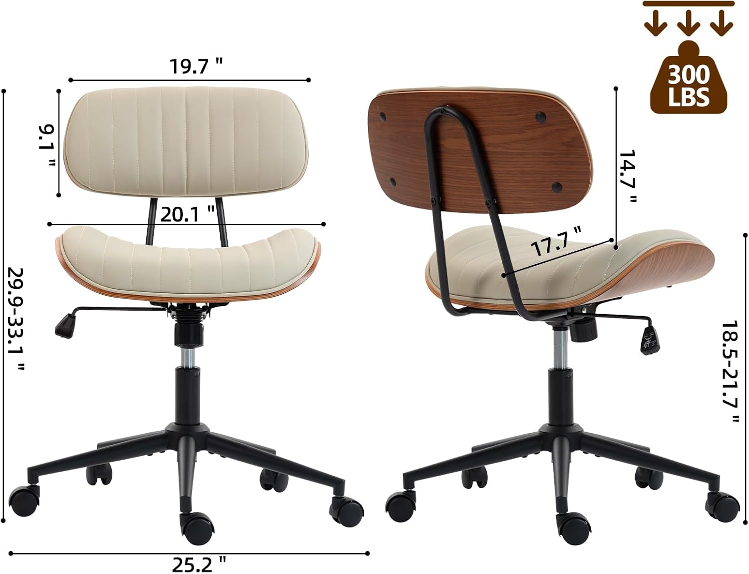 White Leather Adjustable Office Chair