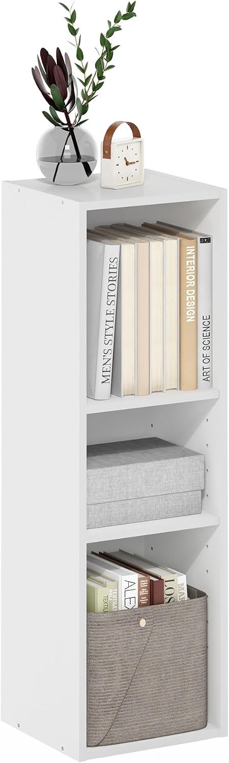White 3-Tier Narrow Book Shelf