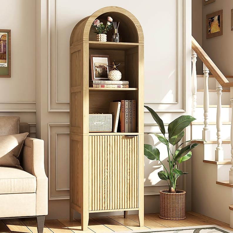 Natural Arched 4-Tier Book Cabinet