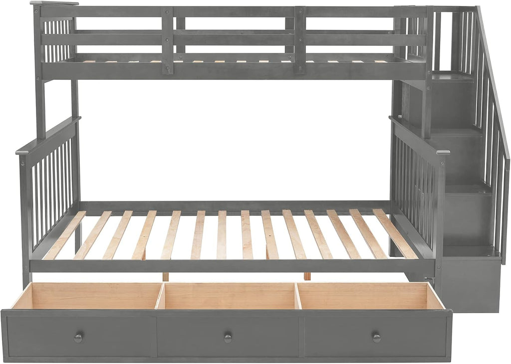 Gray Storage Twin Over Full Bunk Bed
