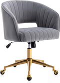 Grey Velvet Adjustable Office Chair