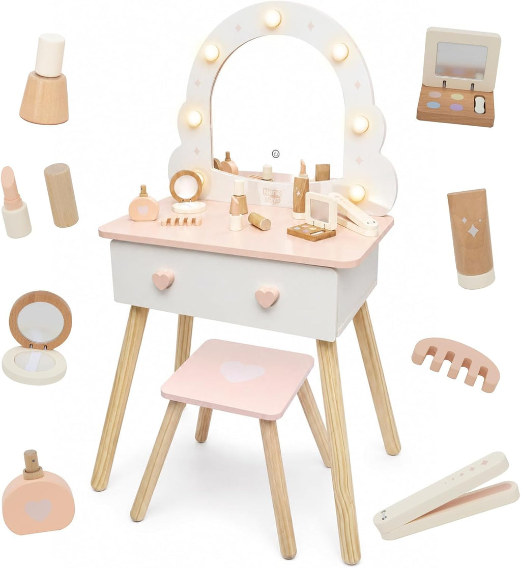 Wooden Lighted Kids Vanity Set