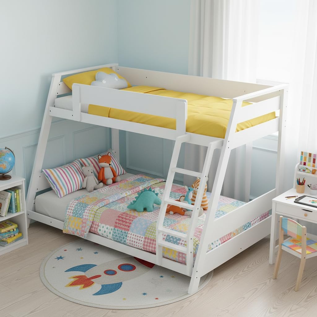 White Convertible Twin Full Bunk Bed