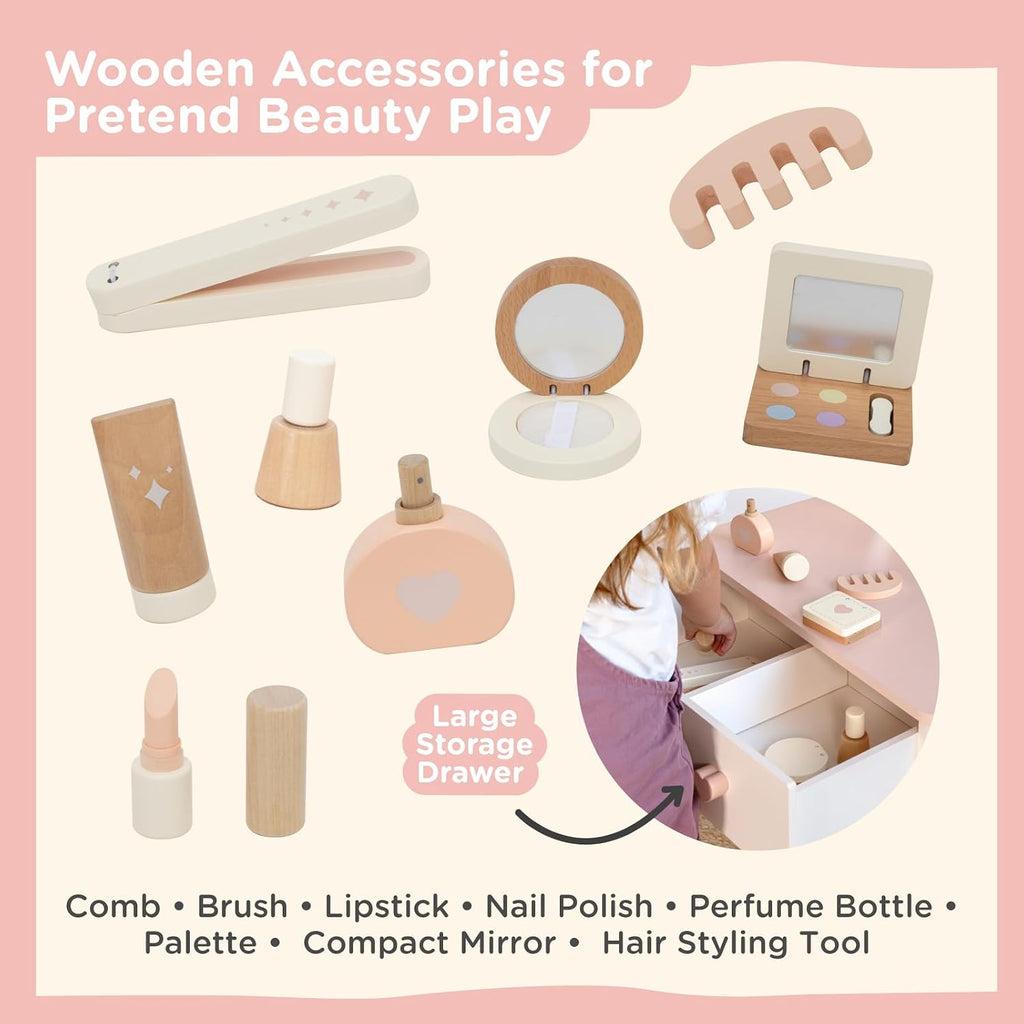Wooden Lighted Kids Vanity Set
