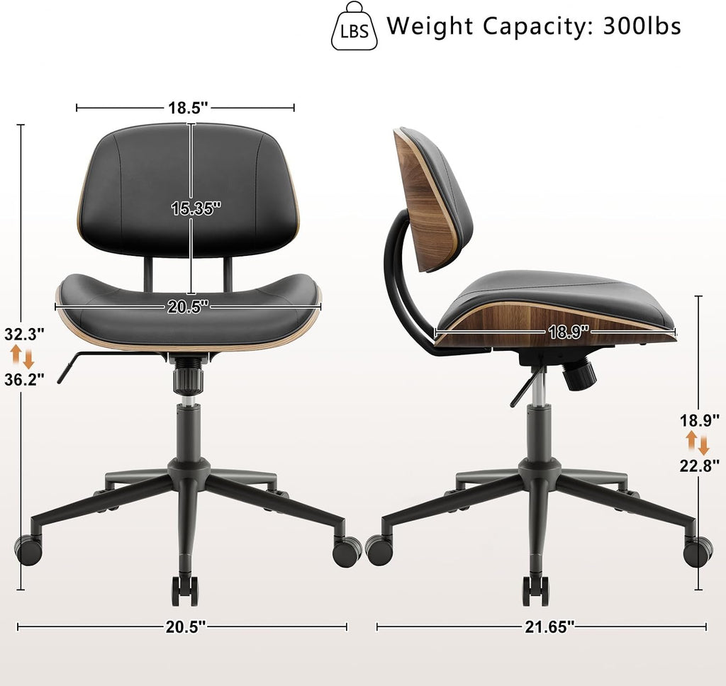 Black PU Adjustable Swivel Desk Chair