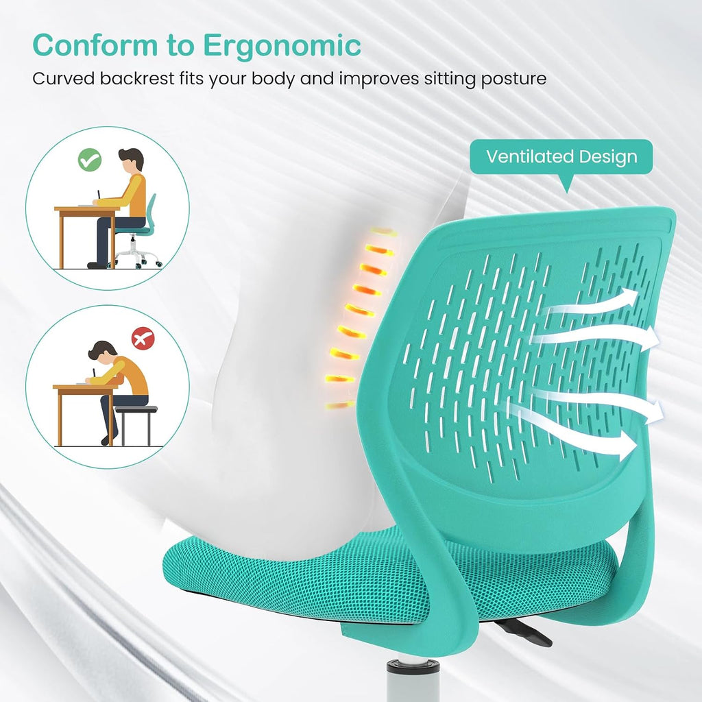 Turquoise Mesh Adjustable Kids Chair