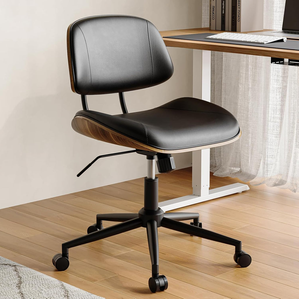 Black PU Adjustable Swivel Desk Chair