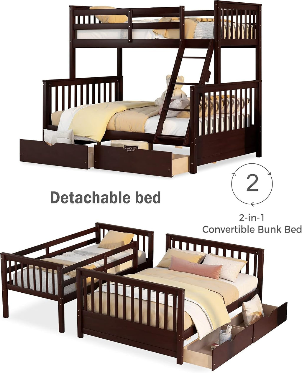 Espresso Twin Over Full Storage Bunk Bed
