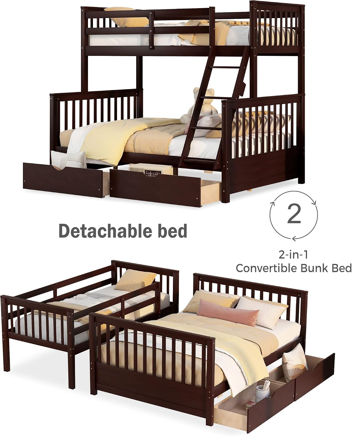 Espresso Twin Over Full Storage Bunk Bed