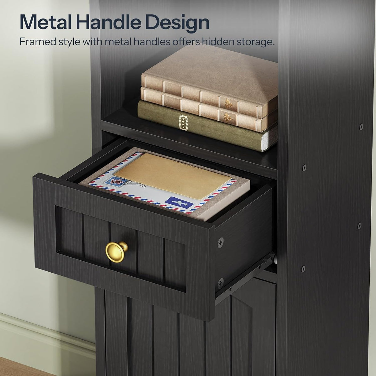 Black Narrow Tall Storage Bookcase