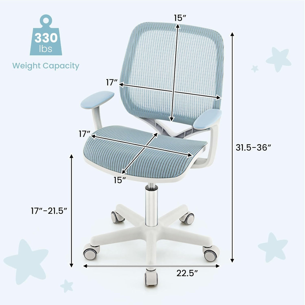 Mesh Adjustable Armrest Kids Chair