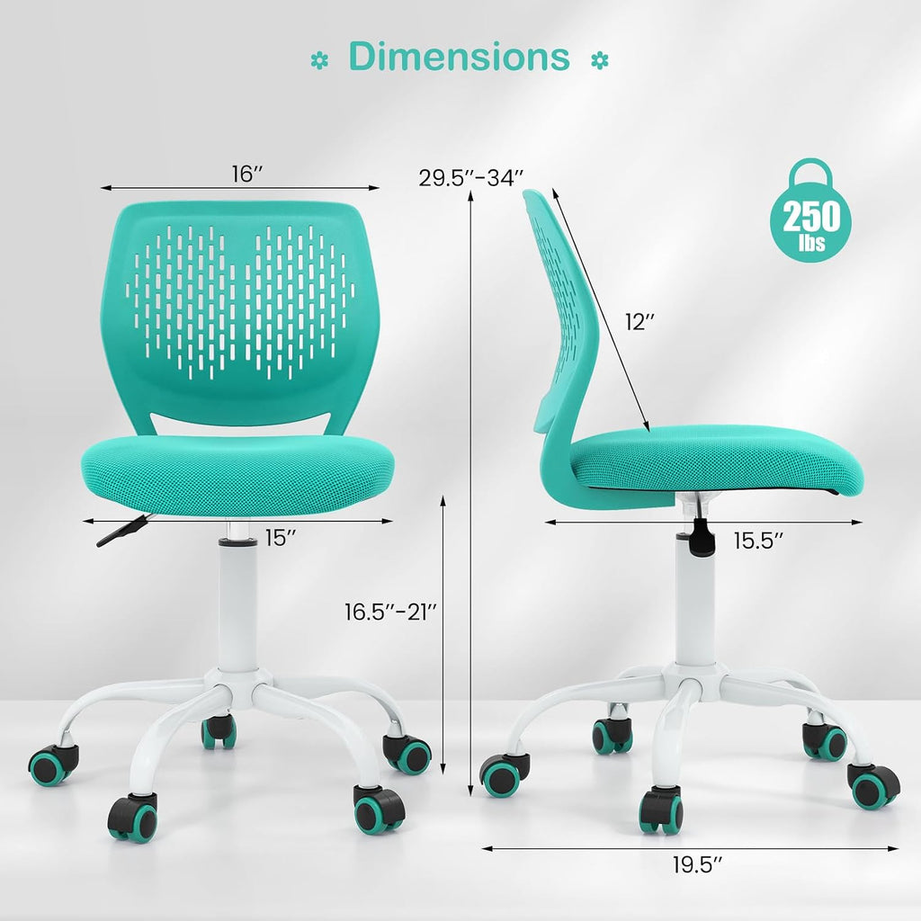 Turquoise Mesh Adjustable Kids Chair
