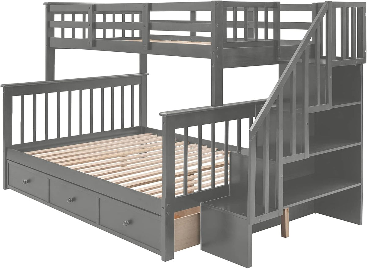 Gray Storage Twin Over Full Bunk Bed