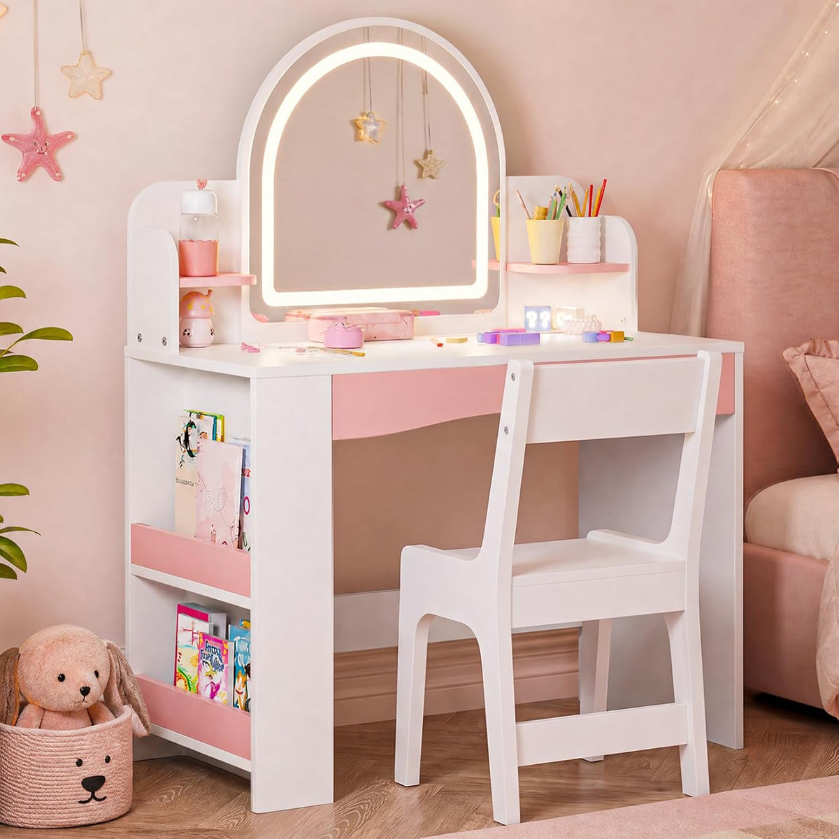 USB Lighted Kids Vanity Table Set