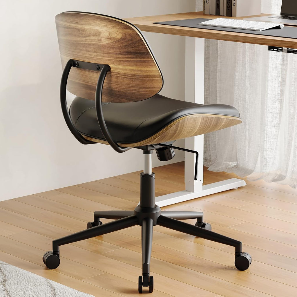 Black PU Adjustable Swivel Desk Chair