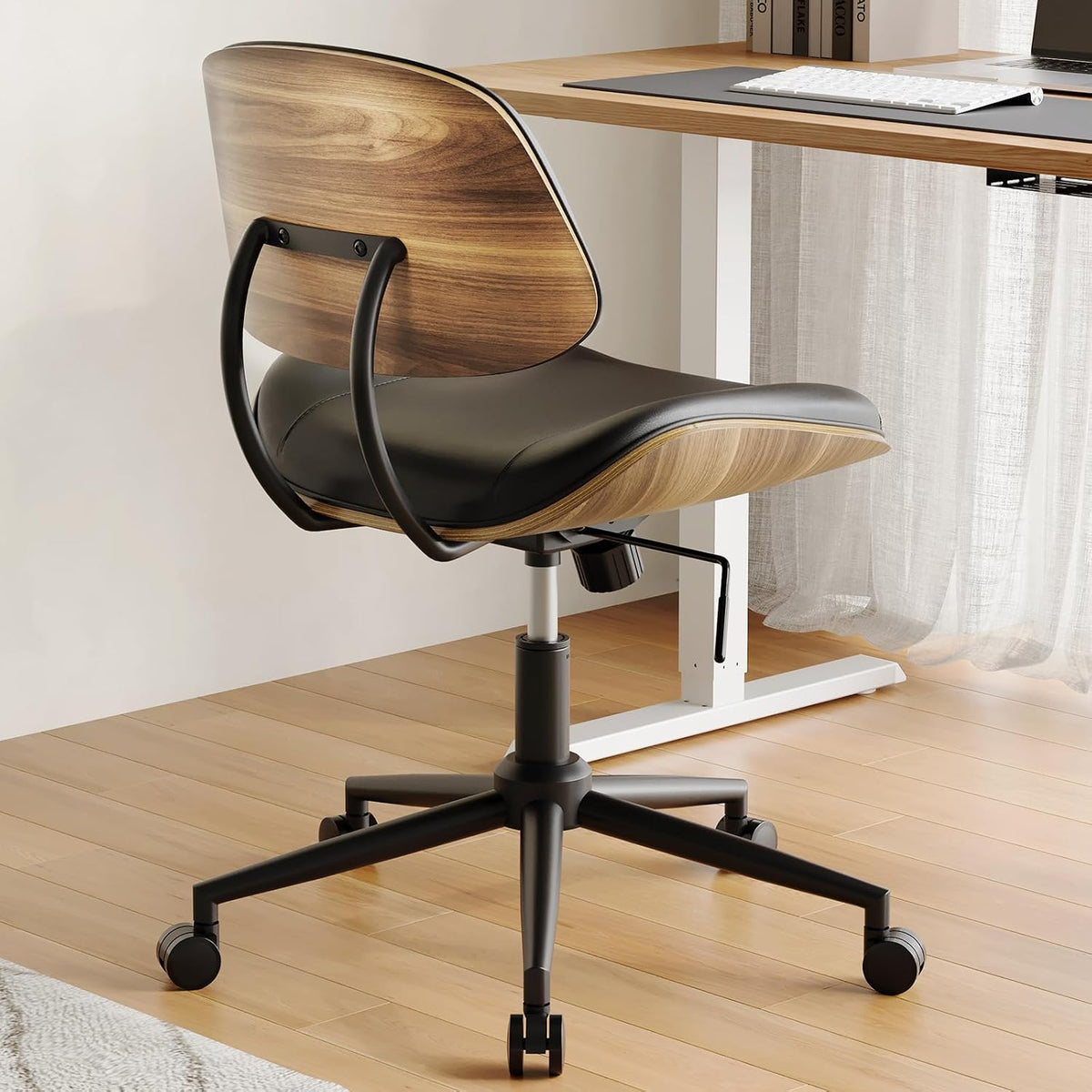 Black PU Adjustable Swivel Desk Chair
