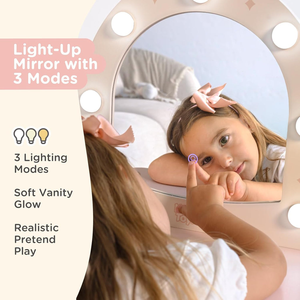 Wooden Lighted Kids Vanity Set