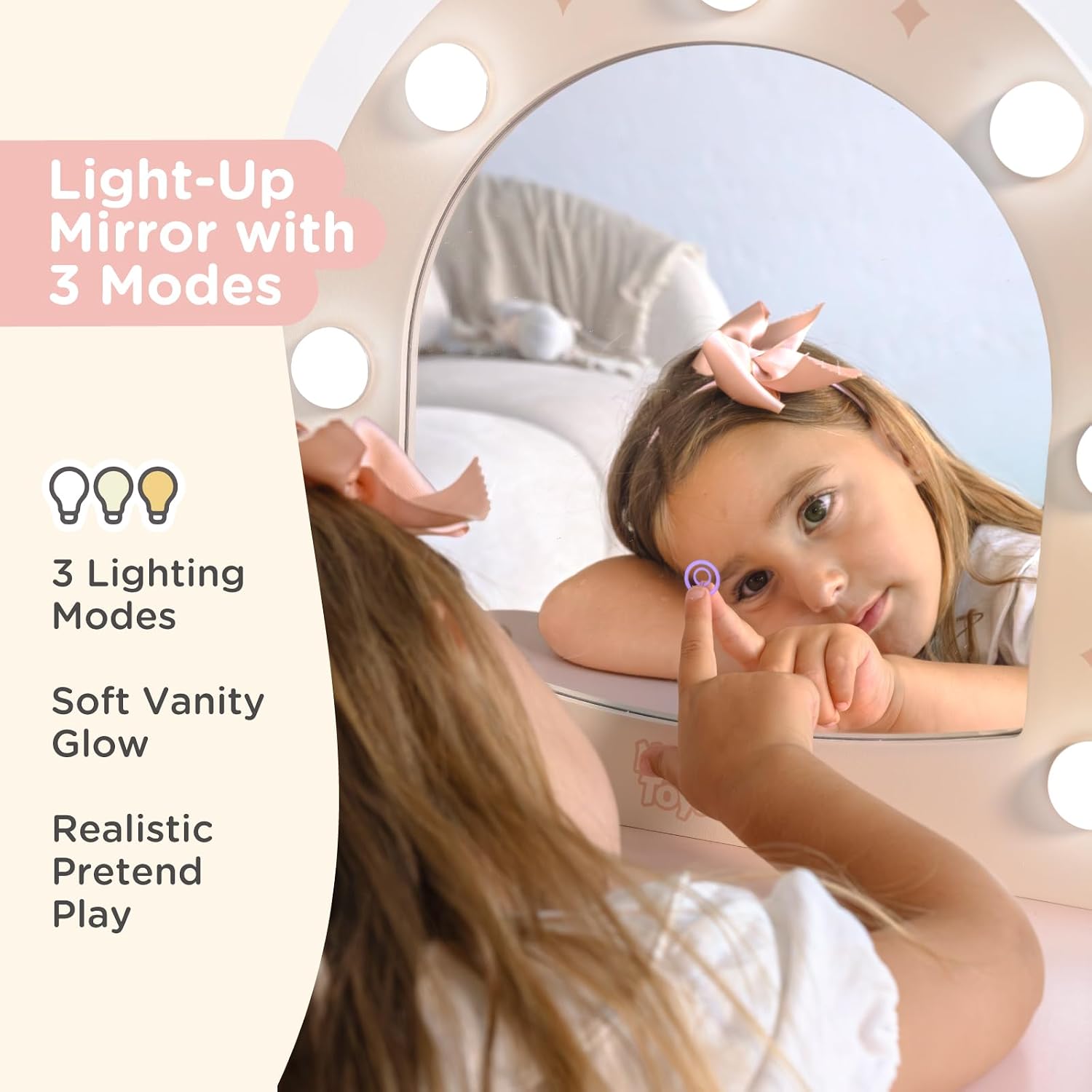 Wooden Lighted Kids Vanity Set