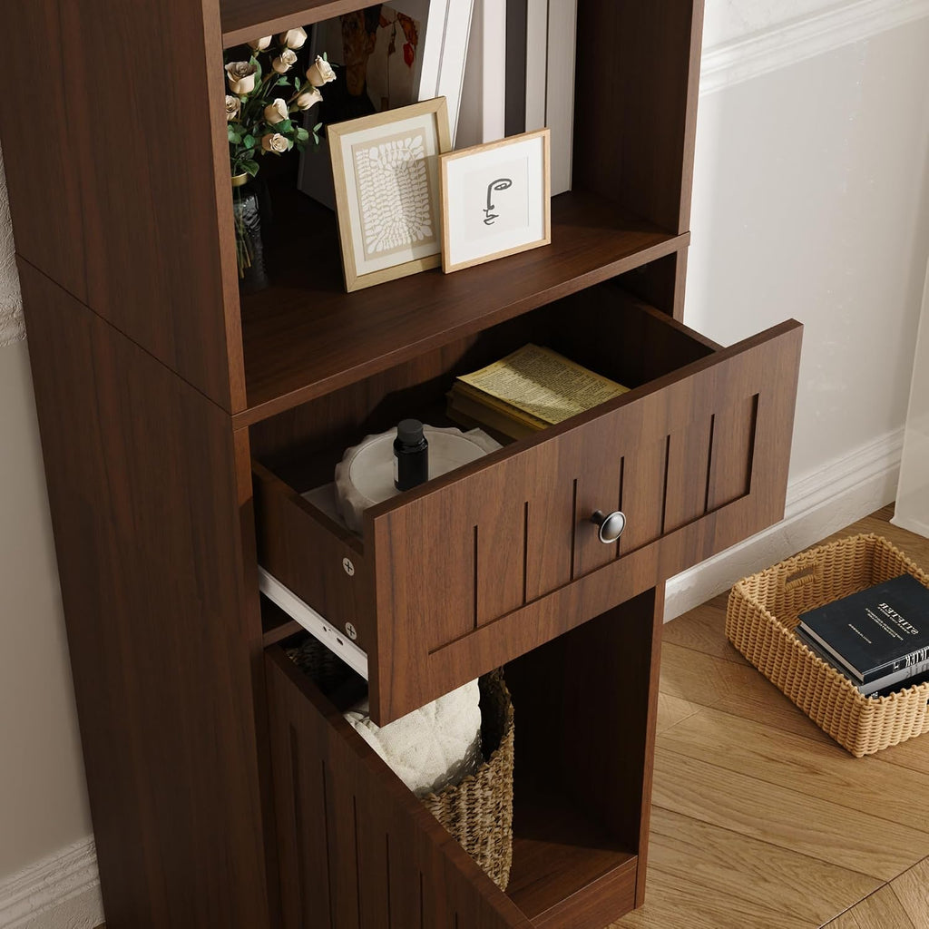 Walnut Farmhouse Tall Bookshelf