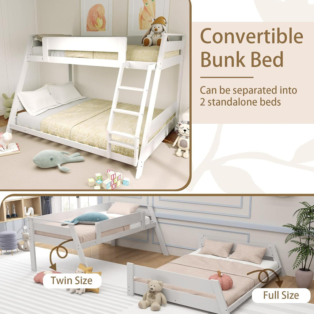 White Convertible Twin Full Bunk Bed