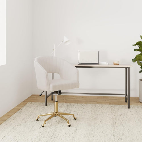 Beige Velvet Adjustable Desk Chair