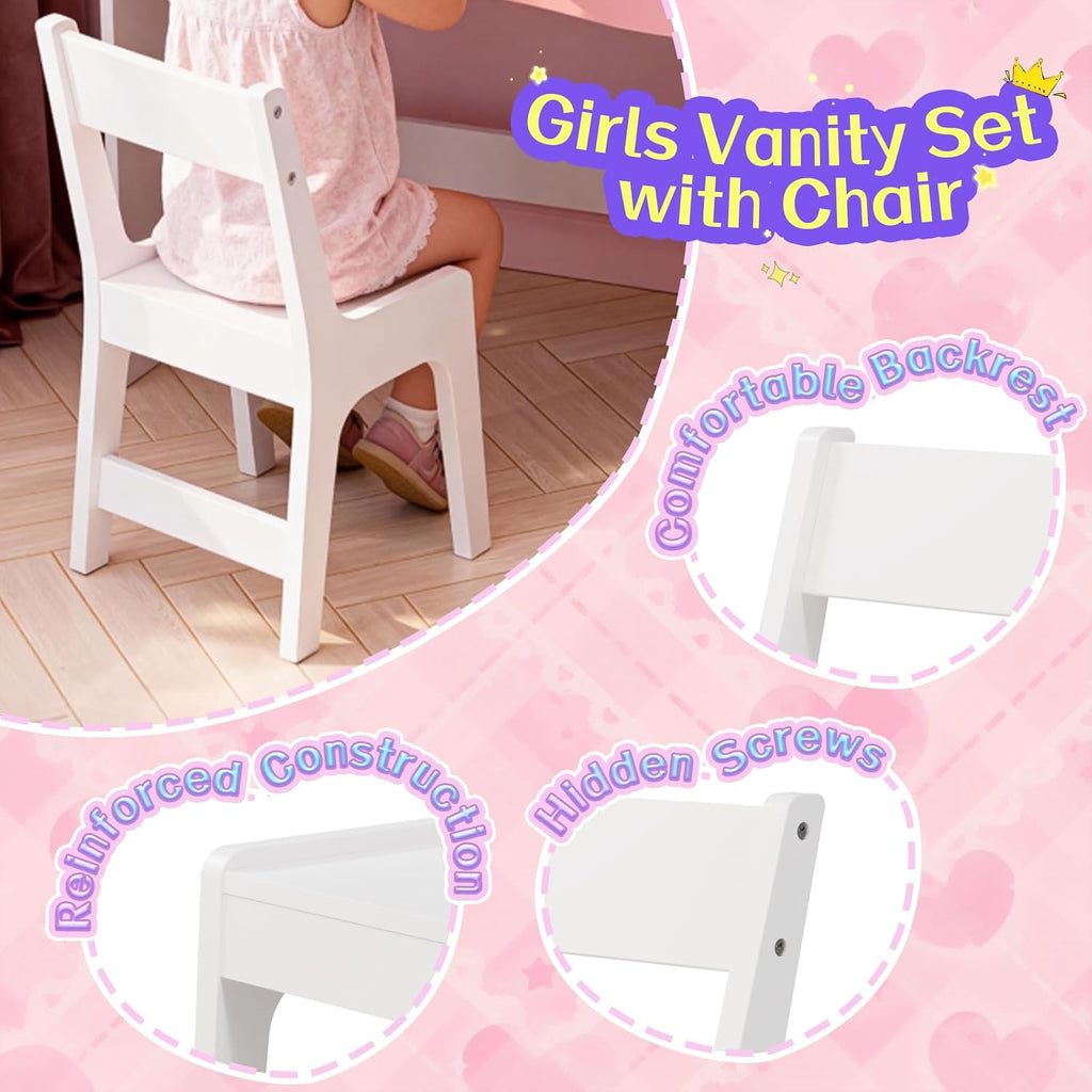 USB Lighted Kids Vanity Table Set