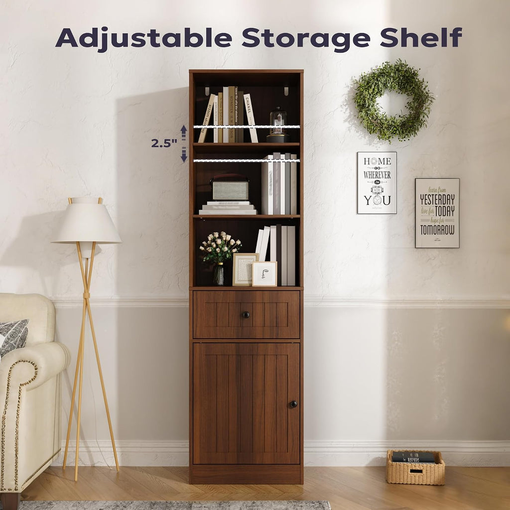 Walnut Farmhouse Tall Bookshelf