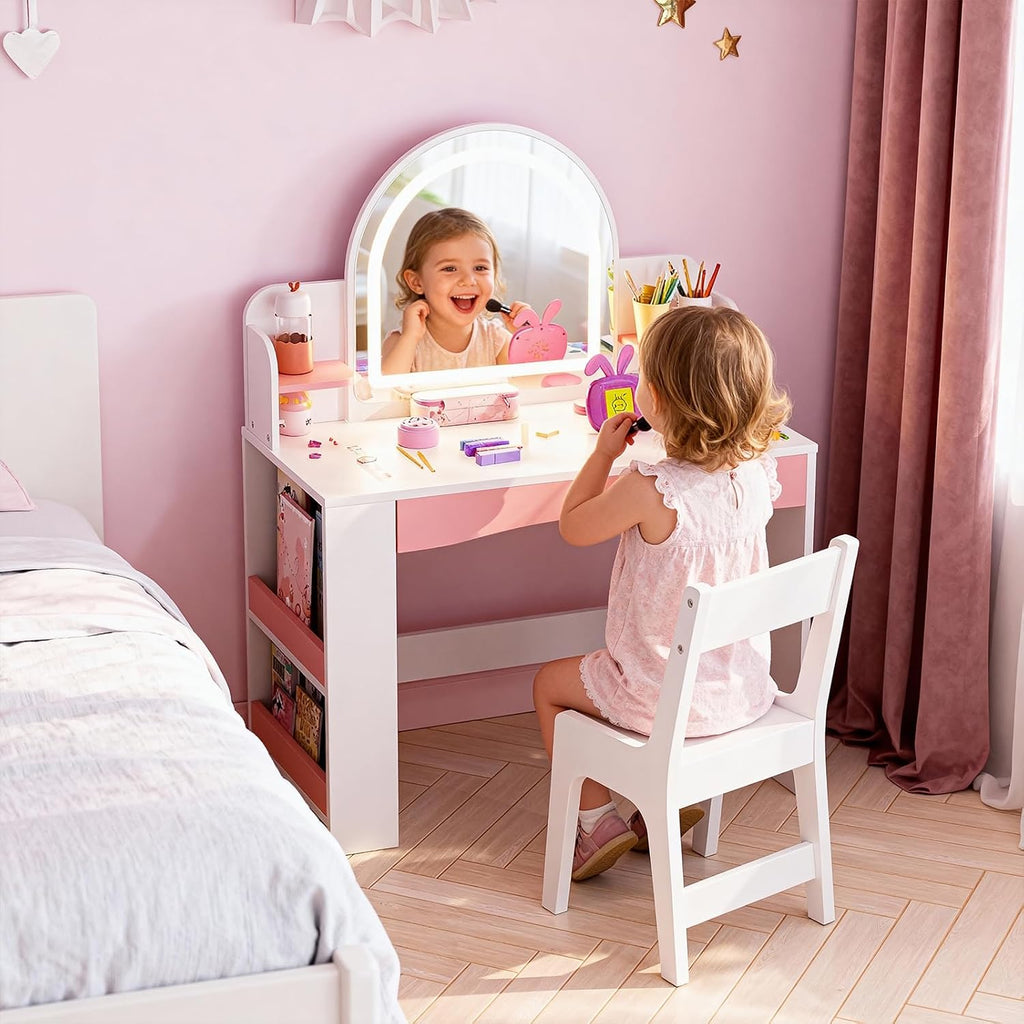 USB Lighted Kids Vanity Table Set