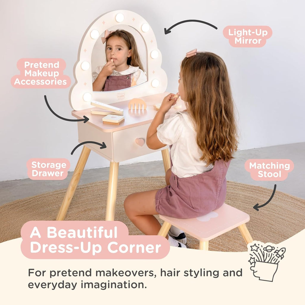 Wooden Lighted Kids Vanity Set