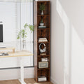Brown Slim 6-Tier Corner Bookshelf