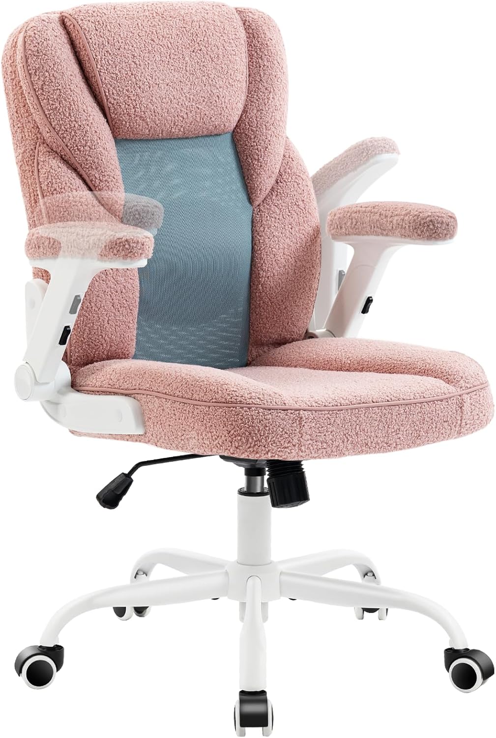Pink Fleece Mesh Swivel Desk Chair