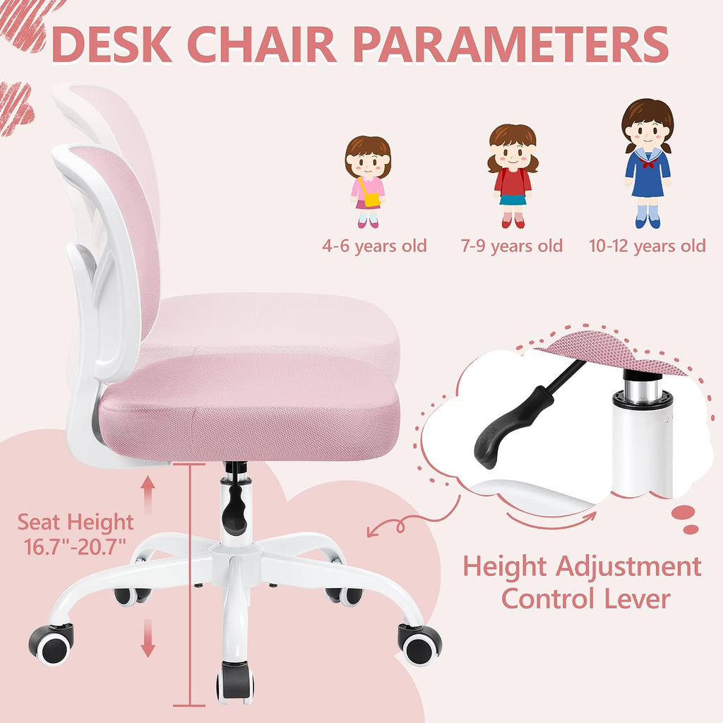 Pink Mesh Adjustable Kids Desk Chair
