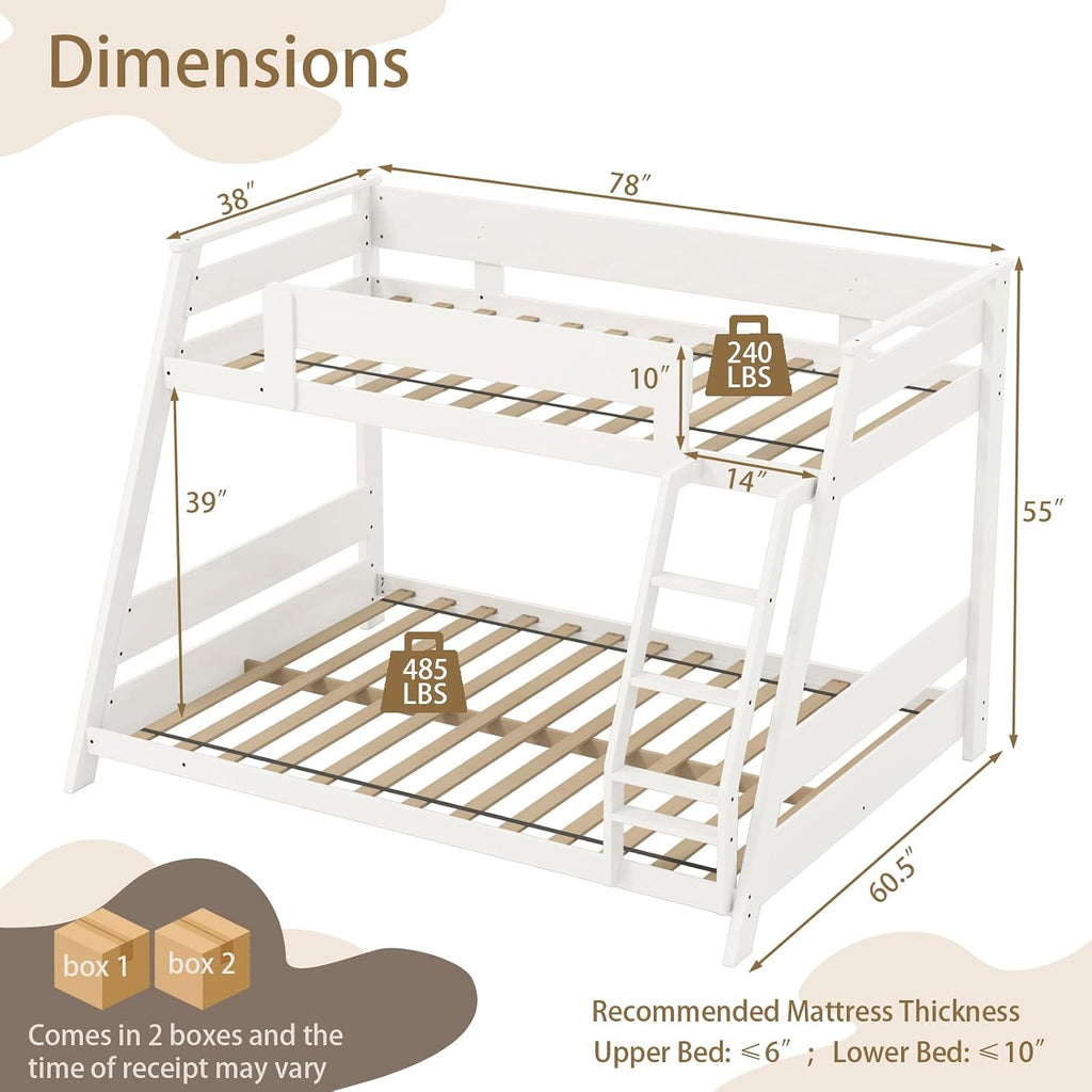 White Convertible Twin Full Bunk Bed