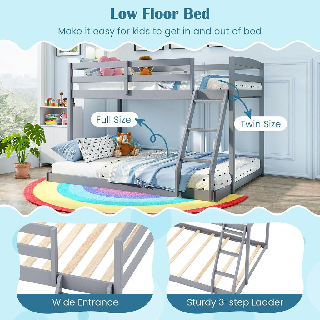 Grey Low Twin Over Full Bunk Bed