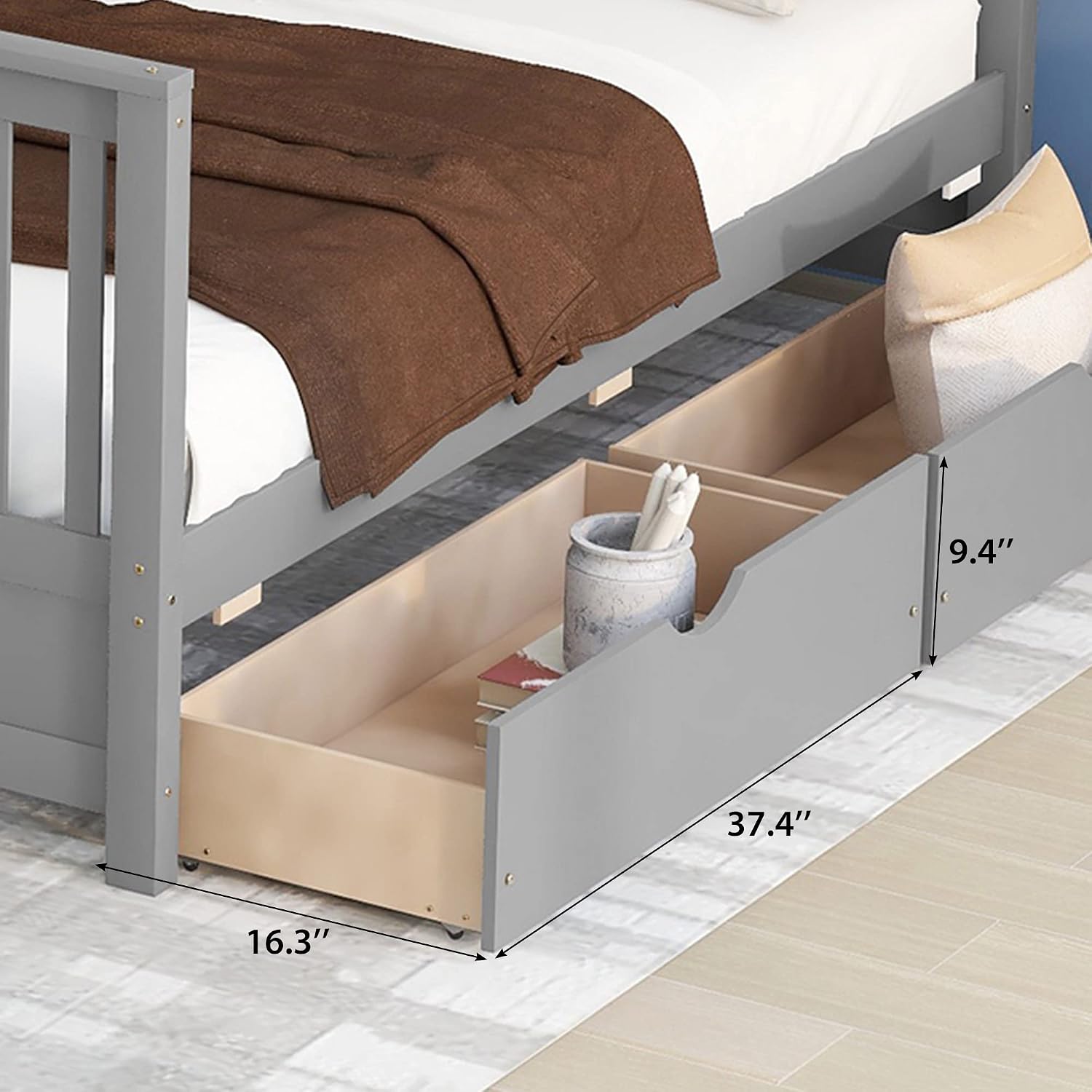 Grey Twin Over Full Storage Bunk Bed