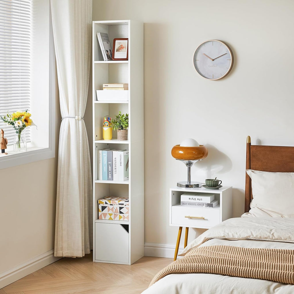 White Slim 6-Tier Door Bookcase