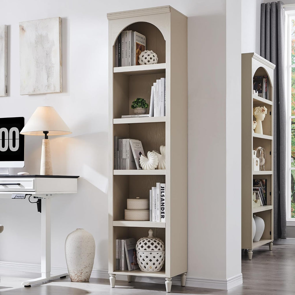 Cream Arched Farmhouse Tall Bookcase