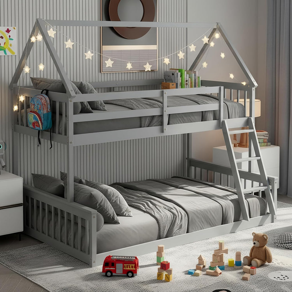 Grey House Twin Over Full Bunk Bed