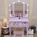 Purple Lighted Teen Vanity Desk Set