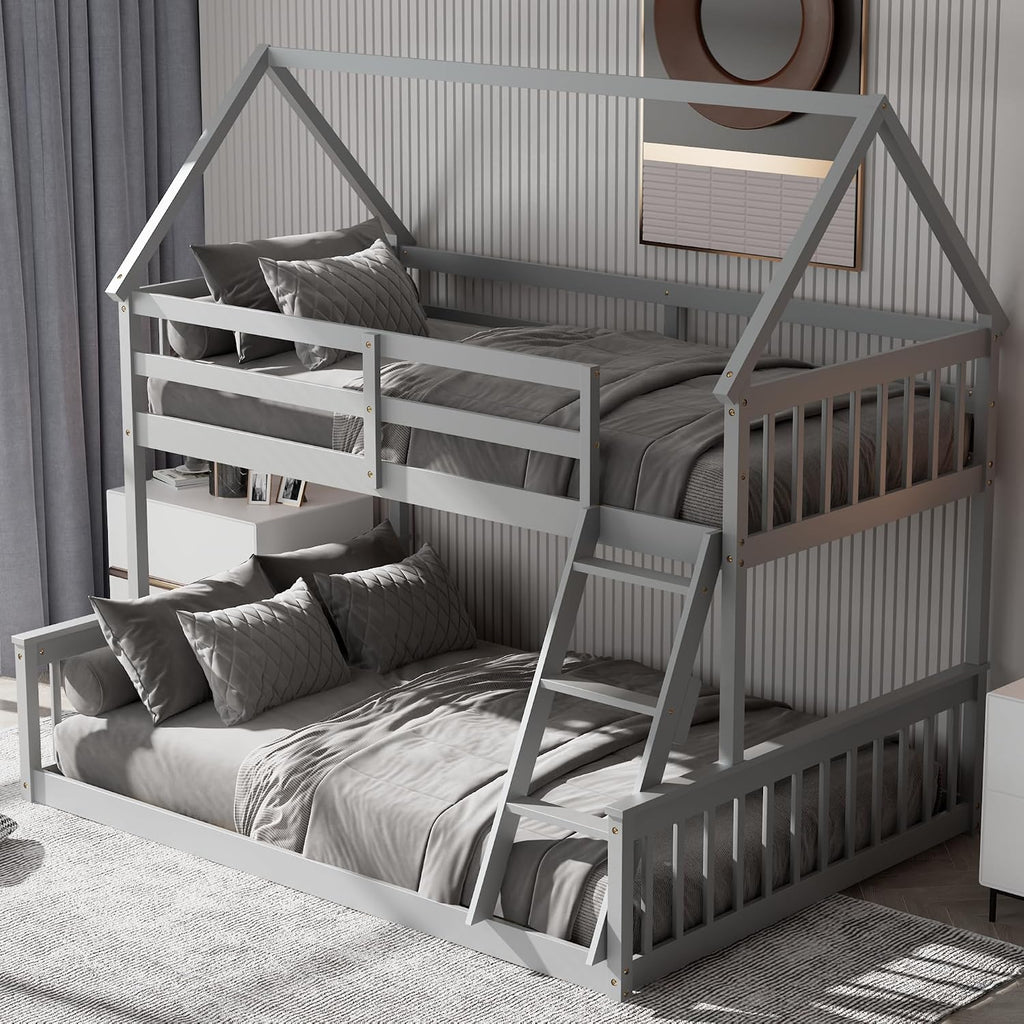 Grey House Twin Over Full Bunk Bed