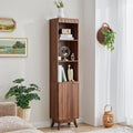 Natural Fluted Tall Narrow Bookcase