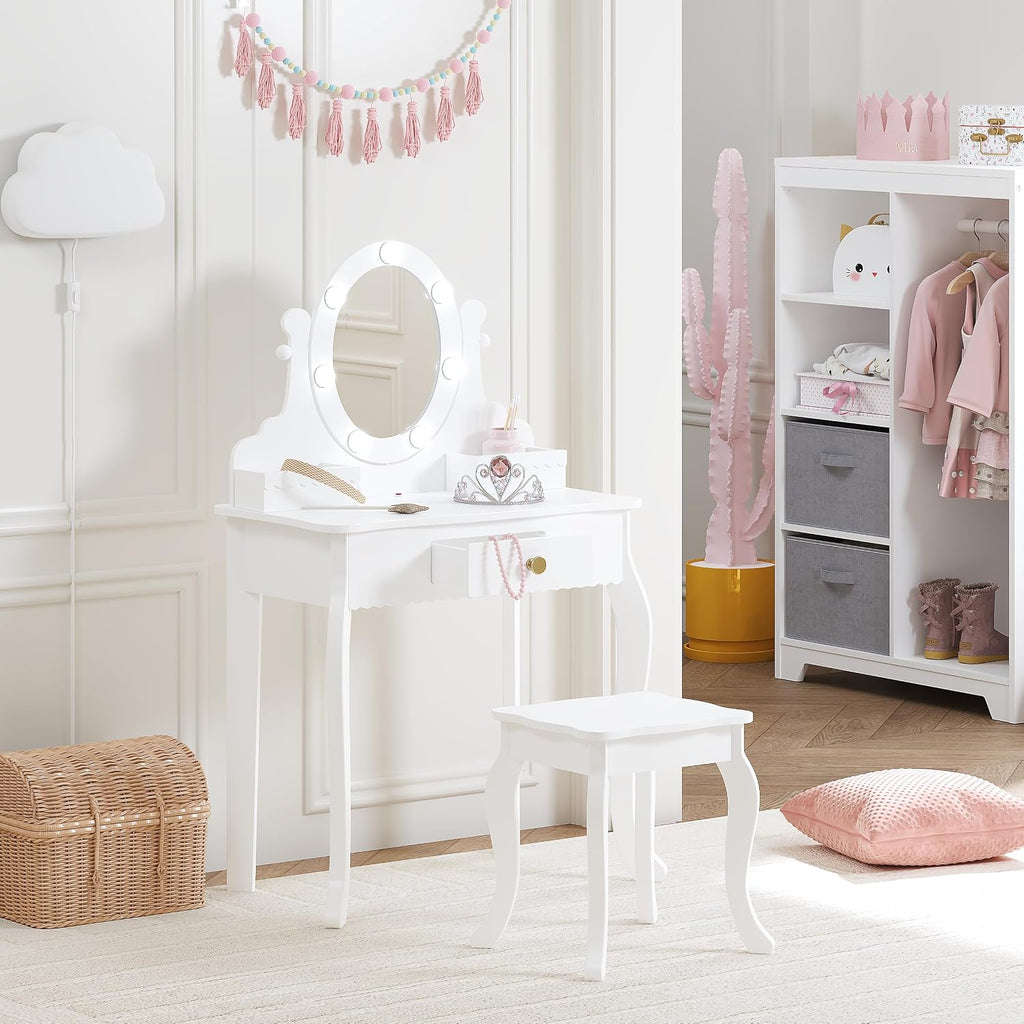 LED Oval Wooden Kids Vanity Set
