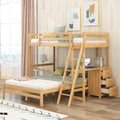 Natural Storage Desk Bunk Bed Frame