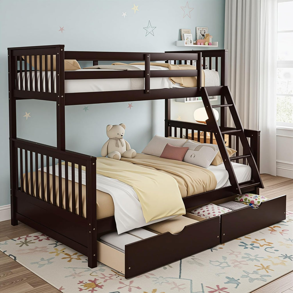 Espresso Twin Over Full Storage Bunk Bed