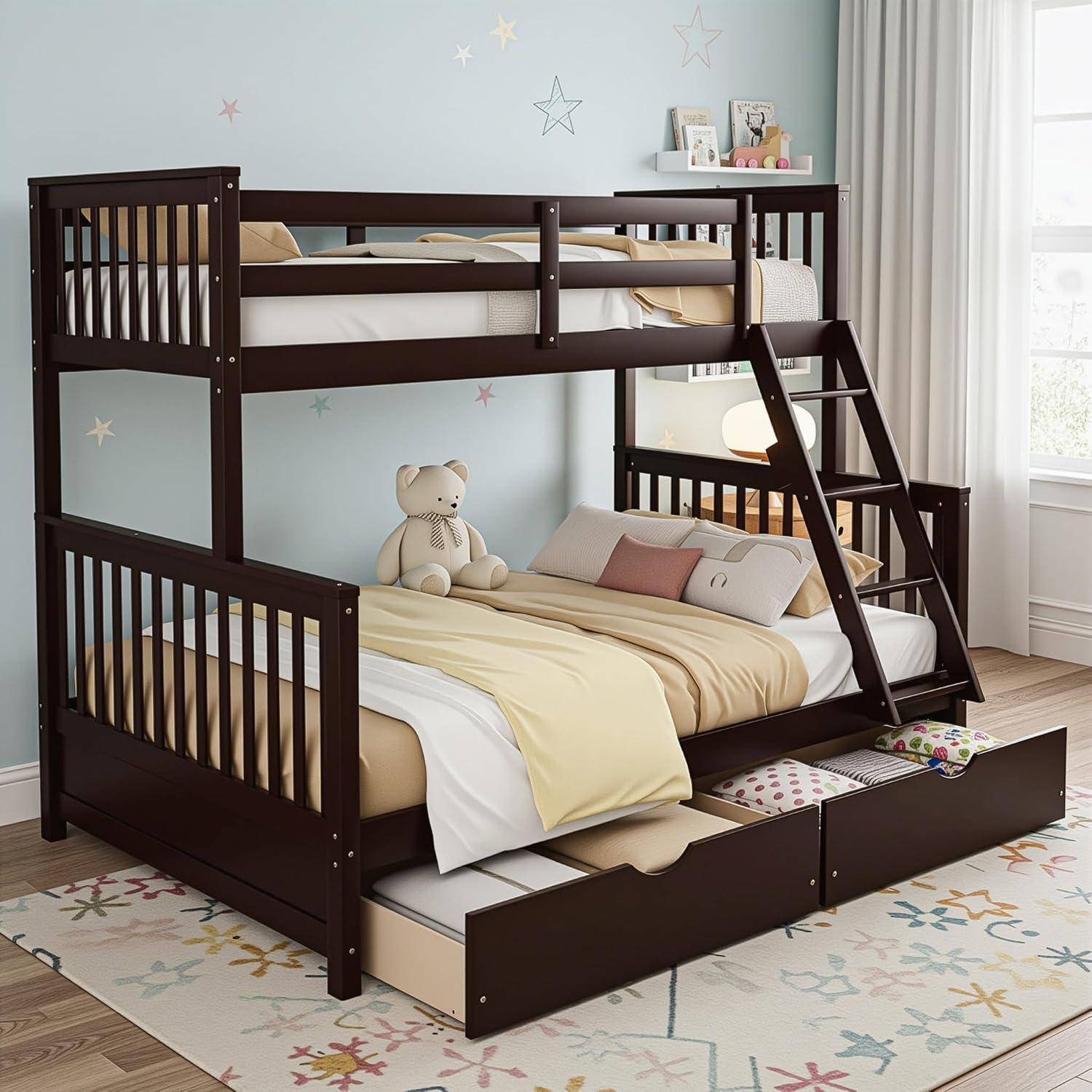 Espresso Twin Over Full Storage Bunk Bed